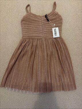 Katie J NYC Rose Gold Shimmer Pleated Party Dress